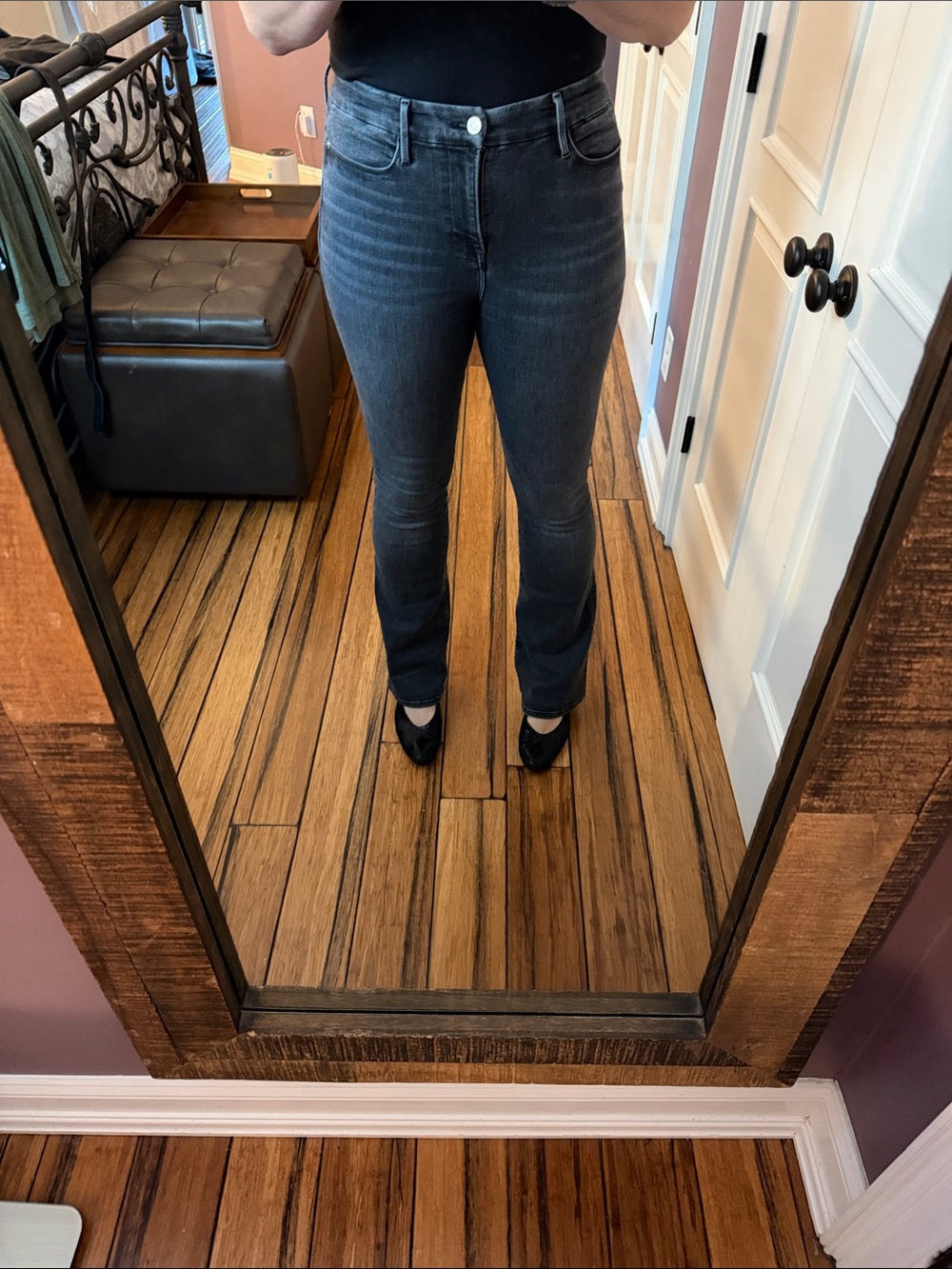 Frame Denim Flare Jeans in Washed Black Size 28 Long / Tall